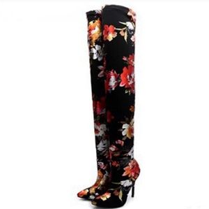 Knee high flower boots